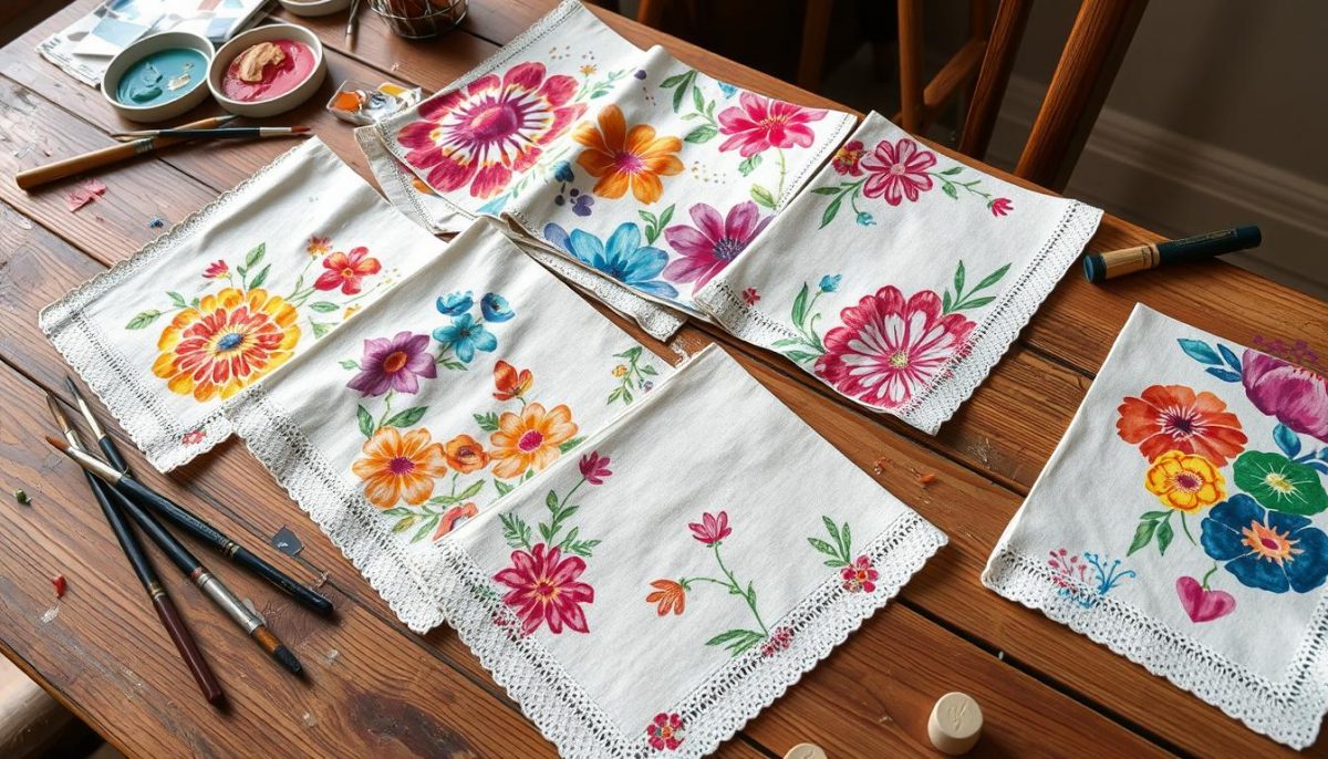 DIY crafting hand painted napkins