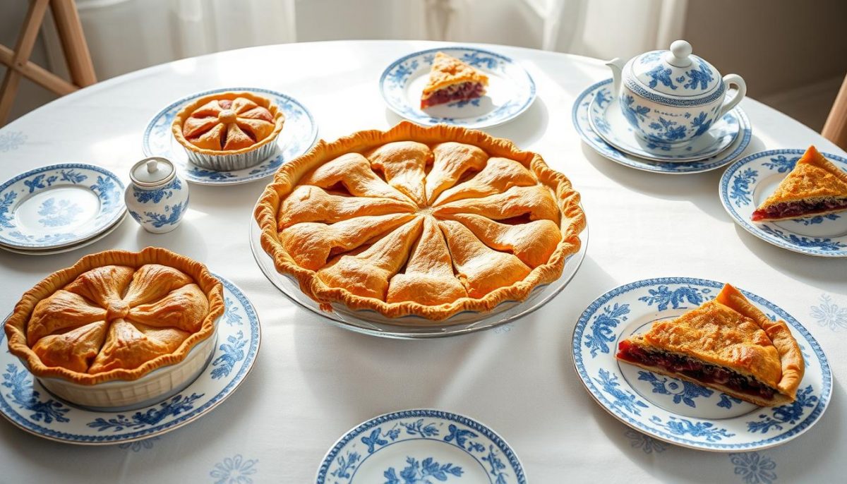 Flow Blue styling on a Pie Crust Table