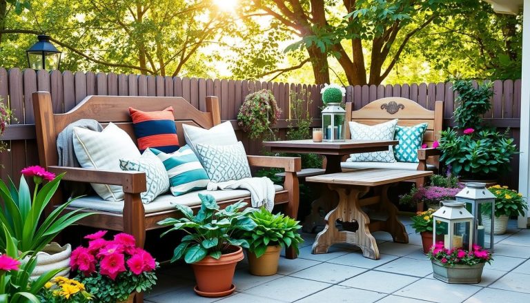 Patio Makeover with a DIY Headboard Bench