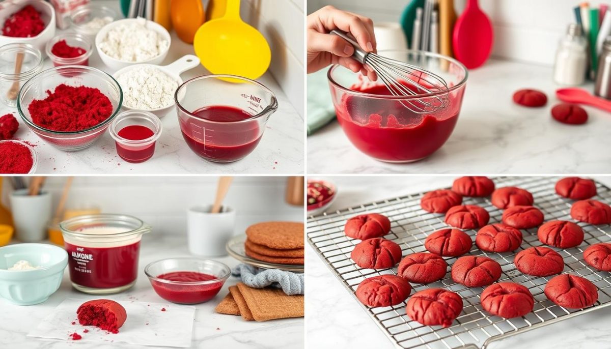 baking steps for gluten free red velvet cookies