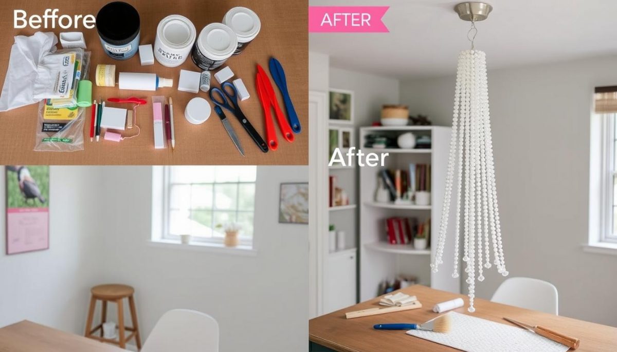 chandelier makeover steps