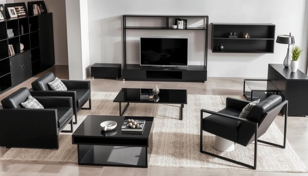 cohesive design with black paint on furniture