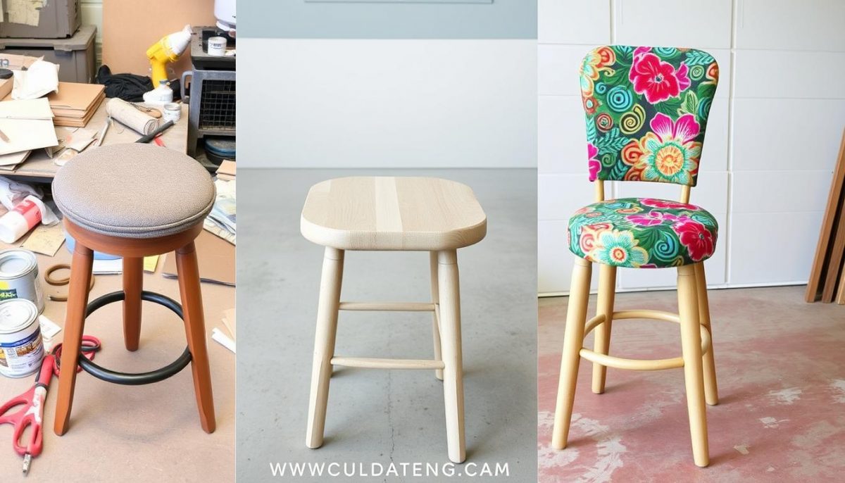 step-by-step up-cycling of a bar-stool